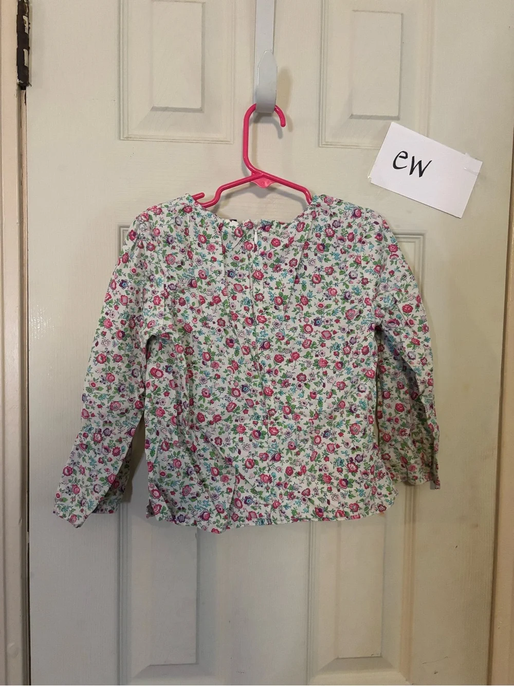 GAP Girls Floral Long Sleeve Top - White with Pink & Green